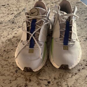 Nike Men's White craters with Blue and Lime Accents